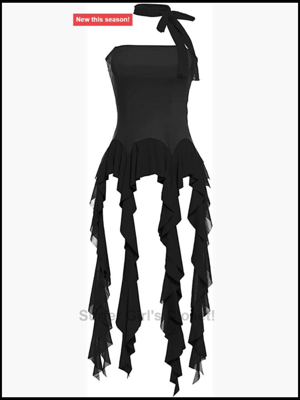 Sleeveless Backless Crop Tank Top with Asymmetrical Ruffle Hem Flowy